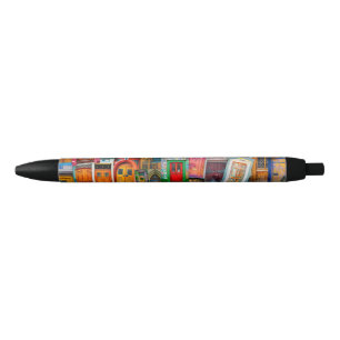 Unique Colourful Vintage Front Doors Pattern Trave Black Ink Pen