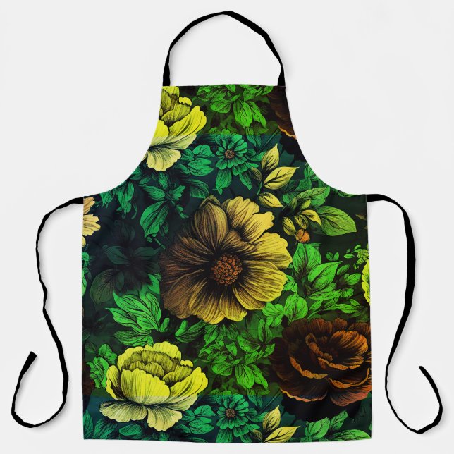 Unique Colours Vintage Floral Print Apron (Front)