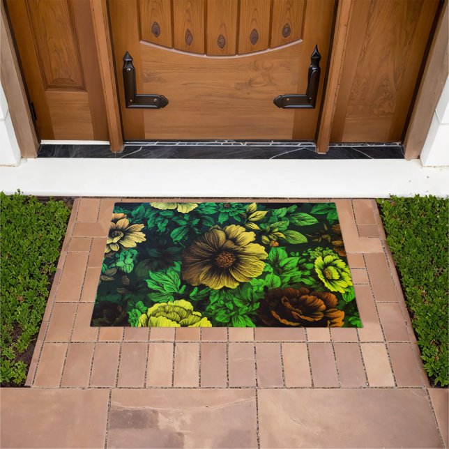 Unique Colours Vintage Floral Print Doormat (Outdoor)