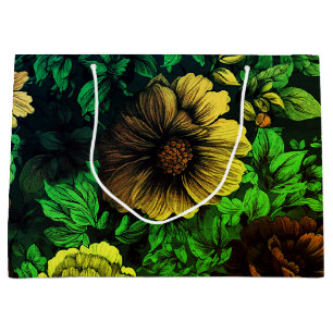 Unique Colours Vintage Floral Print Large Gift Bag