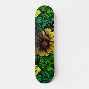 Unique Colours Vintage Floral Print Skateboard