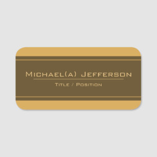 Unique Combination Of Mustard Yellow & Brown: Chic Name Tag