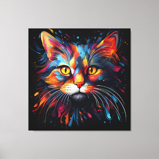Unique Contemporary Cat Portrait Canvas Print