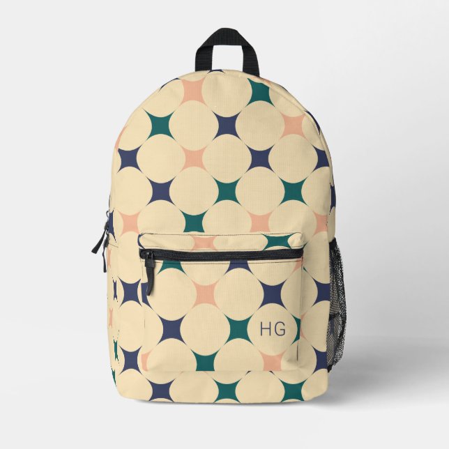 Unique Cool & Colourful Monogram Initials Printed Backpack (Front)