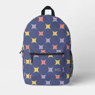 Unique Cool & Colourful Purple Monogram Initials Printed Backpack