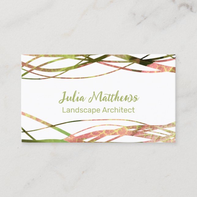 Unique Cool Leaf Nature Design Landscape Designer Business Card (Front)