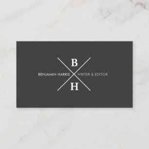 UNIQUE & COOL MODERN MONOGRAM on DARK GRAY Business Card