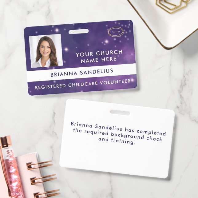 Unique Cool Nebula Space Volunteer Photo ID Badge (Office)