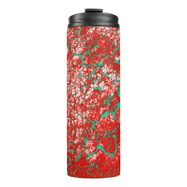 Unique Cool Pink Red Green Abstract Pattern Thermal Tumbler (Front)