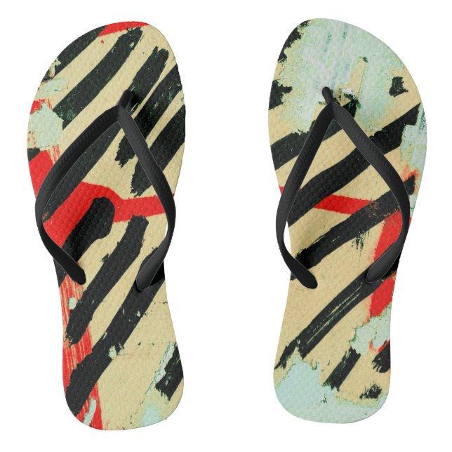 Unique Cool Worn Wall Paper Paint Jandals (Footbed)