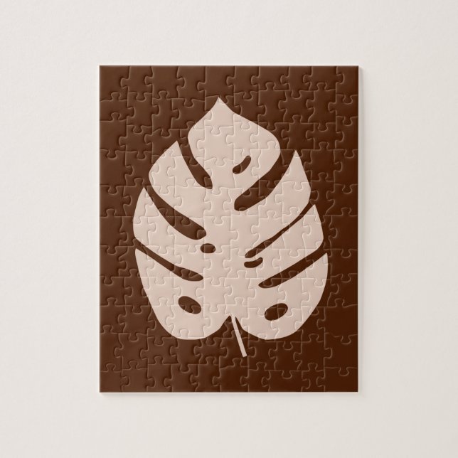 Unique Copper Monstera Tropical Plant Design Jigsaw Puzzle (Vertical)