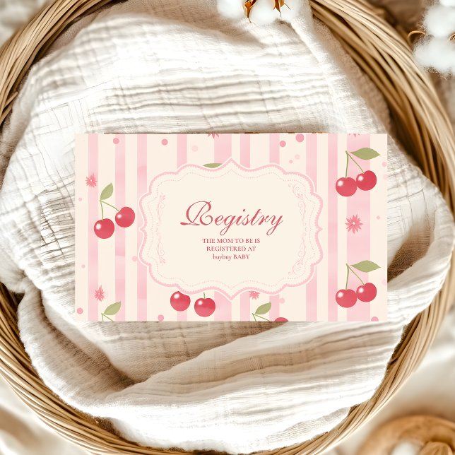 Unique Coquette Cherry on Top Baby Shower Registry Enclosure Card (Creator Uploaded)