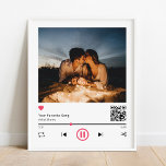 Unique Couple Personalised QR Code Any Song Photo Poster<br><div class="desc">Modern and elegant design printed Unique Couple Personalised QR Code Any Song Photo that can be customised with your text. Please click the "Customise it" button and use our design tool to modify this template. If you want change time marker location use spacebar to move the circle dot. Check out...</div>