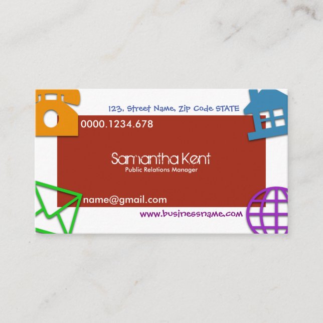 Unique Crafty Large Artistic Icon PR Business Card (Front)