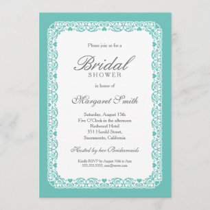 Unique Creative Aqua Turquoise Bridal Shower Invitation