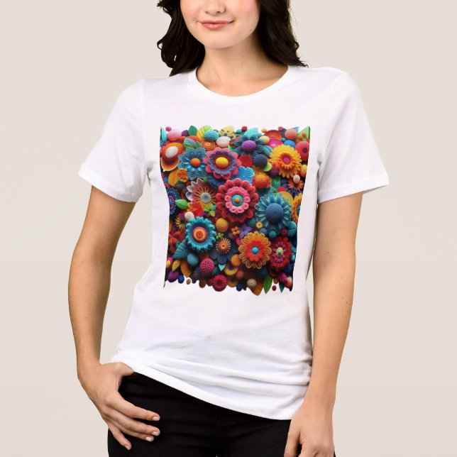 Unique Crochet Artwork Tri-Blend Shirt (Front)