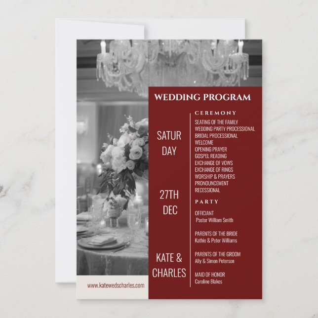 Unique Custom Magazine Style Wedding Program Invitation (Front)