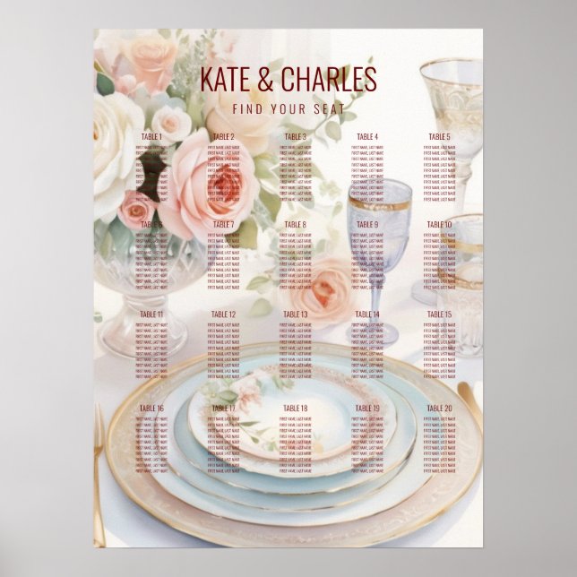 Unique Custom Magazine Style Wedding seating chart (Front)