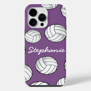 Unique Custom Name Volleyball Purple iPhone 14 Pro Max Case