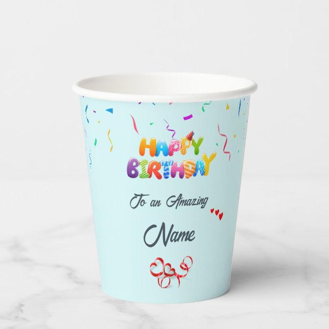 Unique Custom Paper Cups for Birthday Parties (Back)