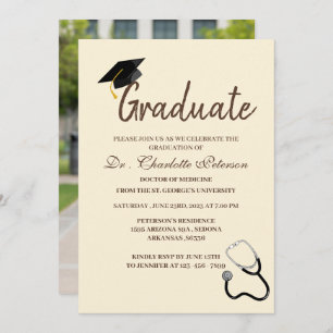 Unique Custom Photo Doctor Graduation Invitation