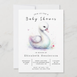 Unique Custom Swan Baby Shower Invitation