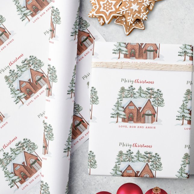 Unique Custom Watercolor Nordic Christmas Tree Wrapping Paper (Creator Uploaded)
