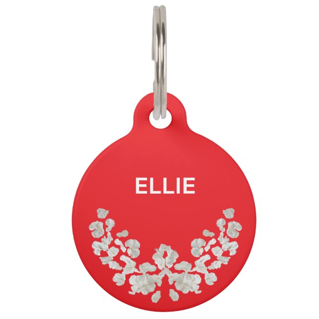 Unique Customizeable With Flowers Pet Tag (Front)