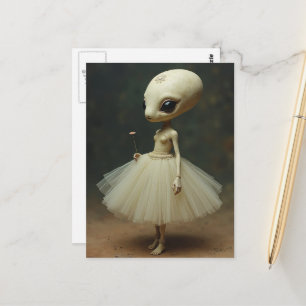 Unique Cute Alien in a Dress Postcard