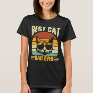 Unique Cute Best Cat Dad Ever Vintage Retro Sunse T-Shirt