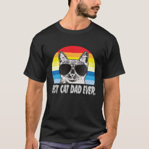 Unique  Cute Best Cat Dad Ever Vintage Retro Sunse T-Shirt
