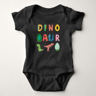 Unique cute colourful funny dinosaur black baby bodysuit