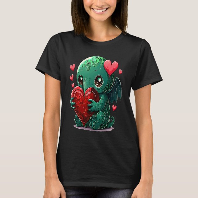 Unique Cute Cthulhu Valentines Day T-Shirt (Front)