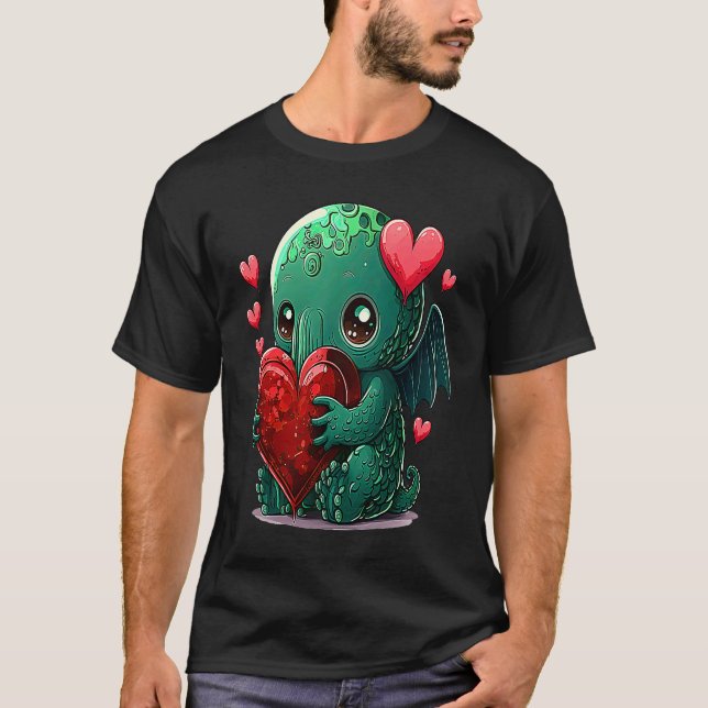 Unique Cute Cthulhu Valentines Day T-Shirt (Front)