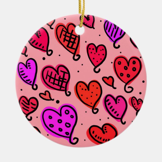 Unique Cute Heart Pattern Ceramic Tree Decoration (Front)