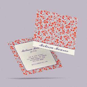  Unique Cute Little Red Flowers Typography  Square Business Card