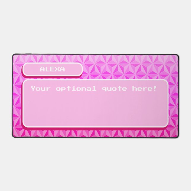 Unique Cute Pink Retro Gaming Desk Mat (Front)