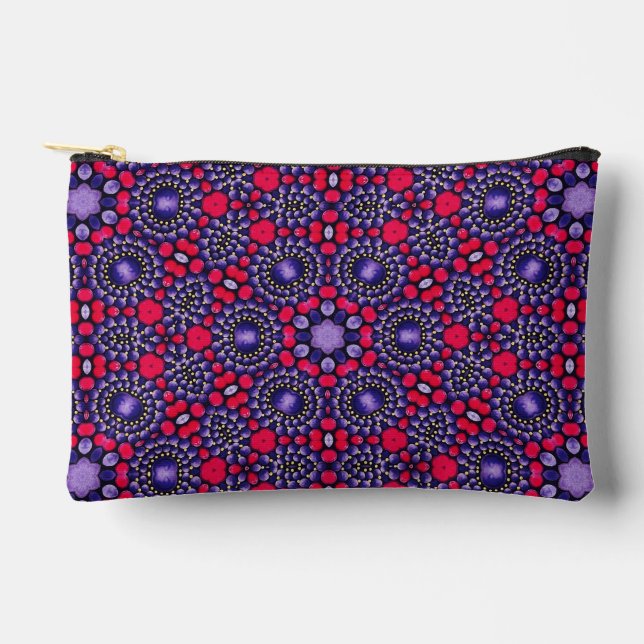 Unique Cute Purple & Pink Abstract Dot Art Pattern Accessory Pouch (Front)