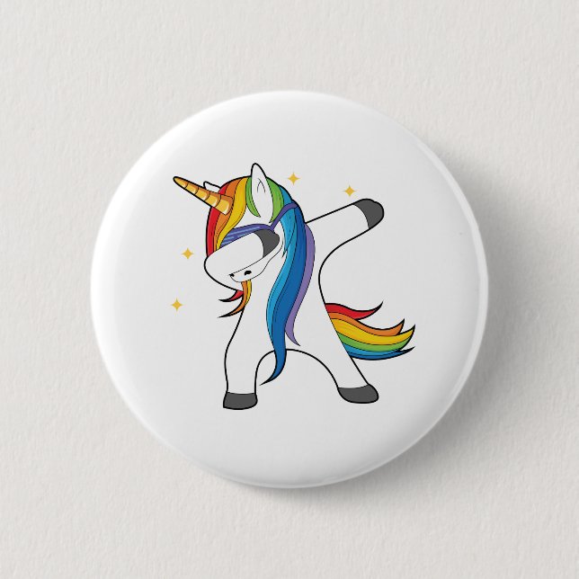 Unique Cute Unicorn Dabbing Button (Front)