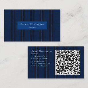 Unique Dark Blue QR Code Business Card Classy