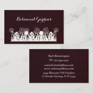 Unique Dark Cherry Linen Look Floral Business Card