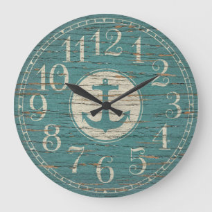 Unique Decorative Nautical Anchor Vintage Wood Large Clock