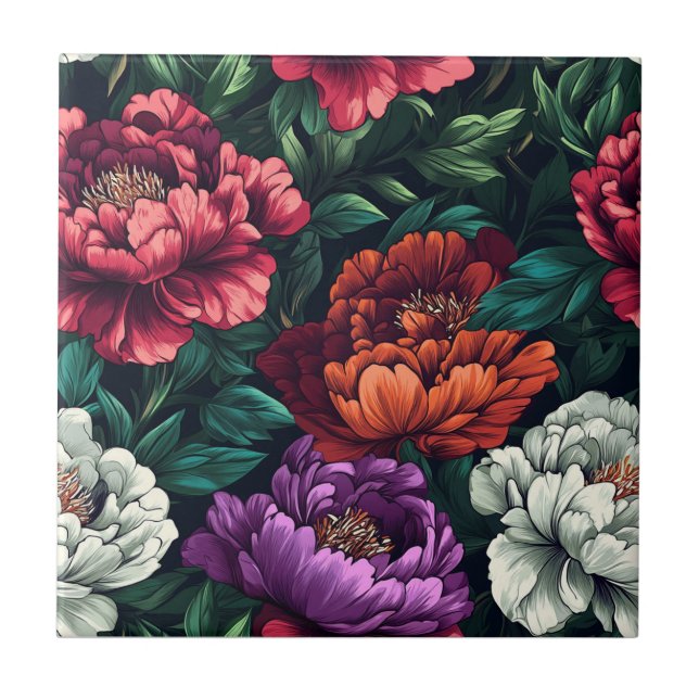 Unique Decorative Peonies Tiles  For Durable Floor (Front)