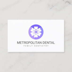 Unique Dentist Purple Tooth Flower Logo Business Card