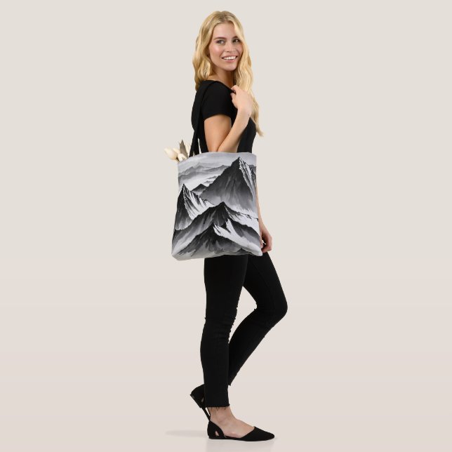 unique design black and white tote bag (On Model)