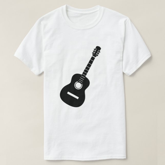 Unique Design  Black Silhouette Guitar on White  T T-Shirt (Design Front)