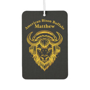 Unique Design of a Bison Wearing Headphones Car Air Freshener
