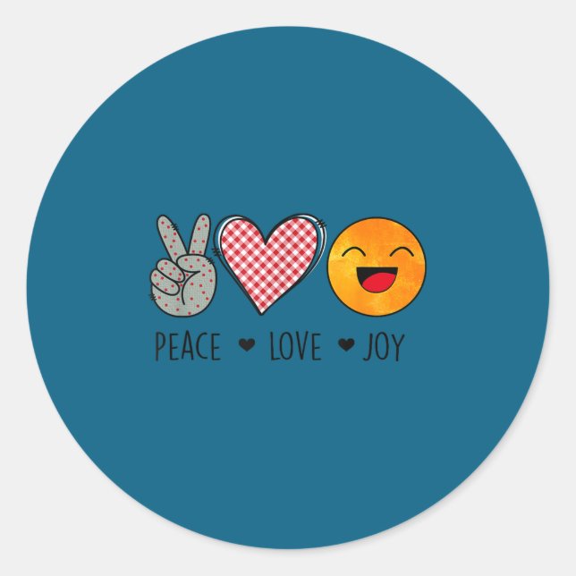 Unique Design Peace Love Joy Hapness Motivational  Classic Round Sticker (Front)