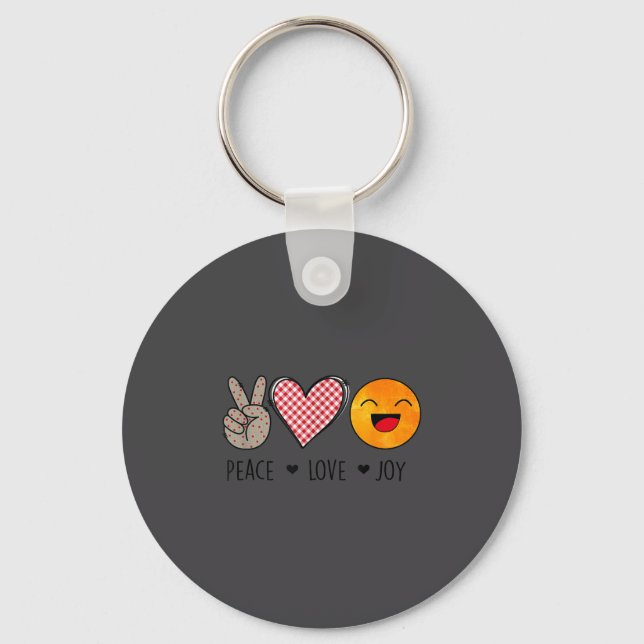 Unique Design Peace Love Joy Hapness Motivational  Key Ring (Front)