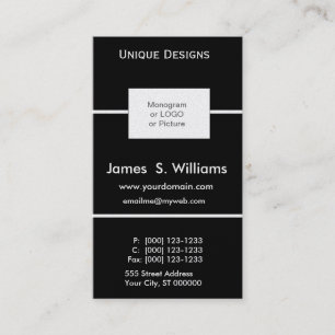 Unique DESIGNS Formal Black White Custom Box Logo Business Card